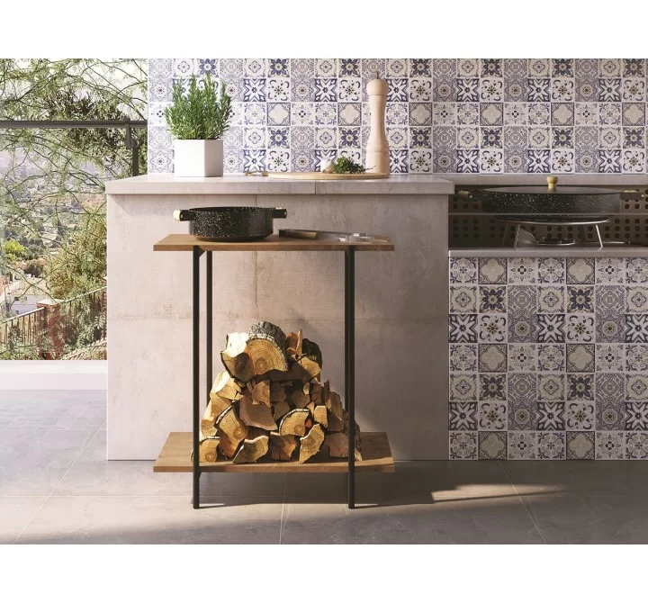 Casabianca PEAK End Table In Walnut Melamine With Black Painted Metal Frame - Lifestyle 2