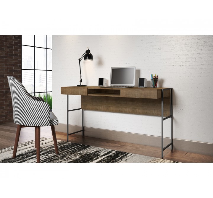 Casabianca CLARK EXECUTIVE Office Desk In Walnut Melamine With Black Painted Metal Frame - Lifestyle