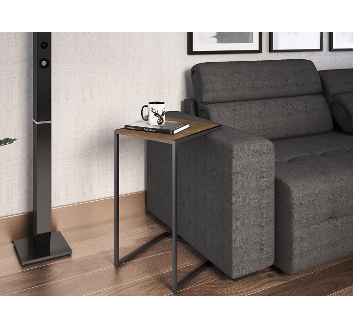 Casabianca CLARK C End Table In Walnut Melamine With Black Painted Metal Frame - Lifestyle 1
