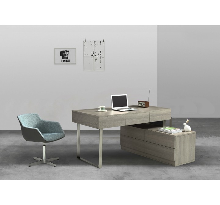 J&M Furniture LP KD12 Modern Office Desk in Matte Grey 