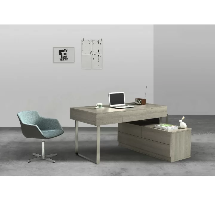 J&M Furniture LP KD12 Modern Office Desk in Matte Grey 