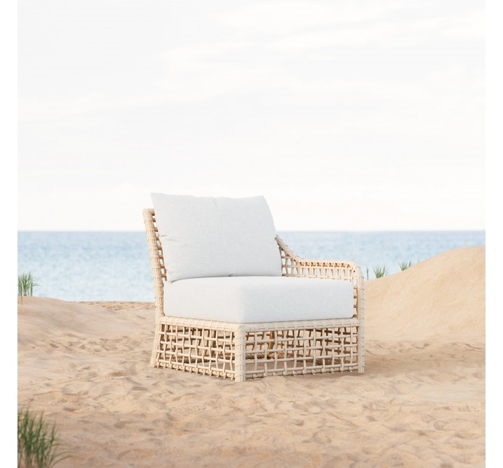 Azzurro Living Kiawah Left Arm Chair With Natural Aluminum Frame And Cloud Cushion - Lifestyle