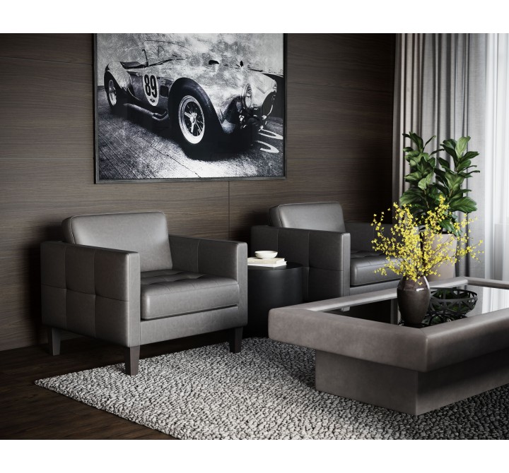 Sunpan Karmelo Armchair Vintage Charcoal Leather - Lifestyle