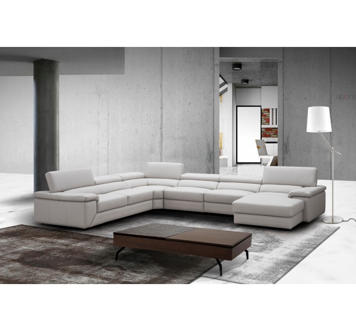 J&M Kobe Left Facing Leather Sectional Grey