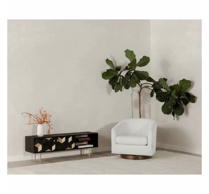 Moe's Home Collection Oscy Swivel Chair Splashed White - Lifestyle