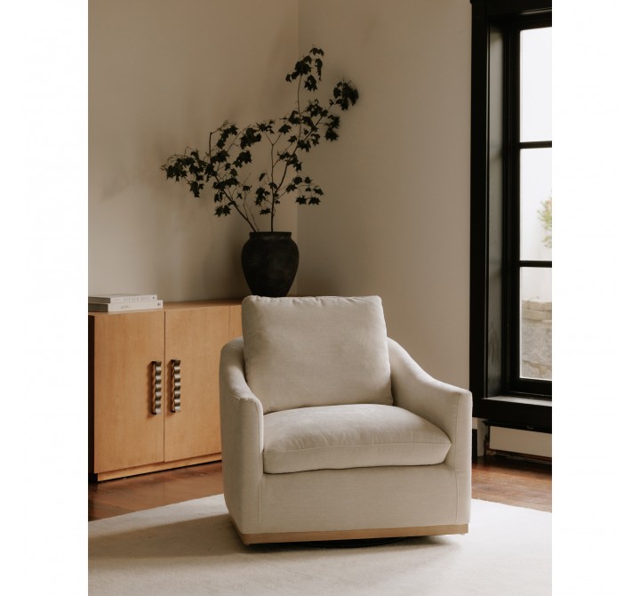 Moe's Home Collection Linden Swivel Chair in Soft Beige - Lifestyle