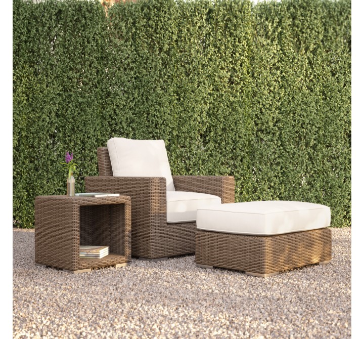 Coronado Ottoman in Canvas Flax w/ Self Welt - Lifestyle