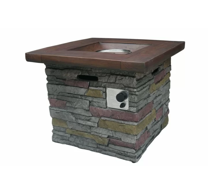 Crawford and Burke Kiska Brick Outdoor Square Gas Fire Pit, Front Angle