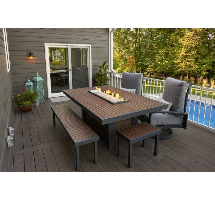 Outdoor Greatroom Company Kenwood Dining Fire Table 1242 Burner - Lifestyle