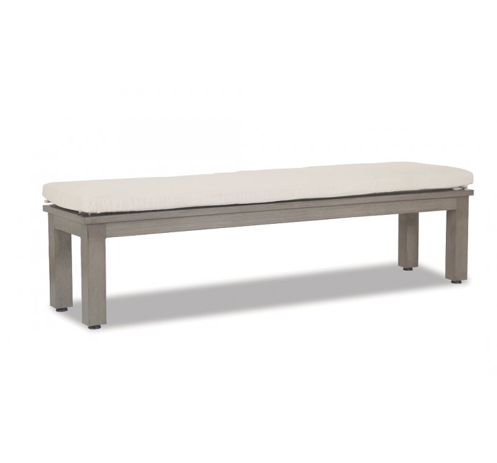 Laguna Dining Bench in Canvas Flax, No Welt - Front Side Angle