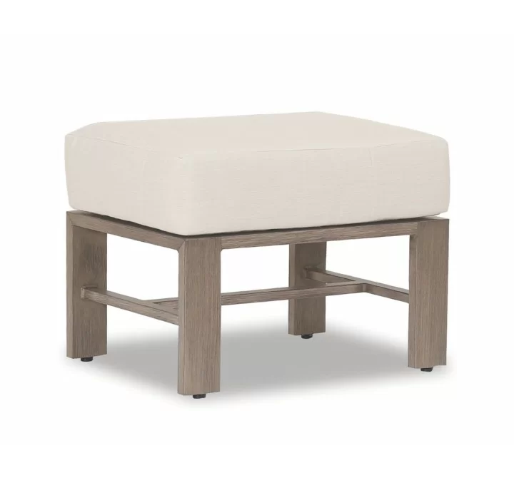 Laguna Ottoman in Canvas Flax, No Welt - Front Side Angle