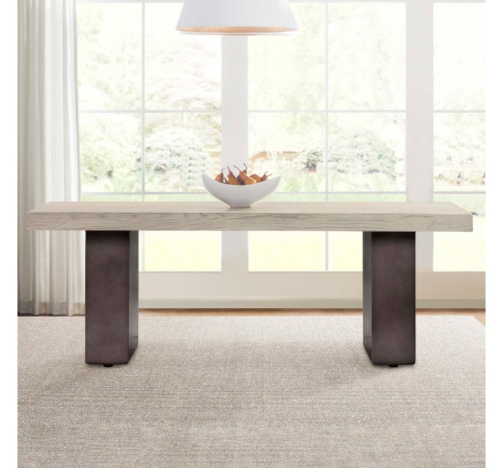 Armen Living Abbey Concrete And Grey Oak Wood Dining Table