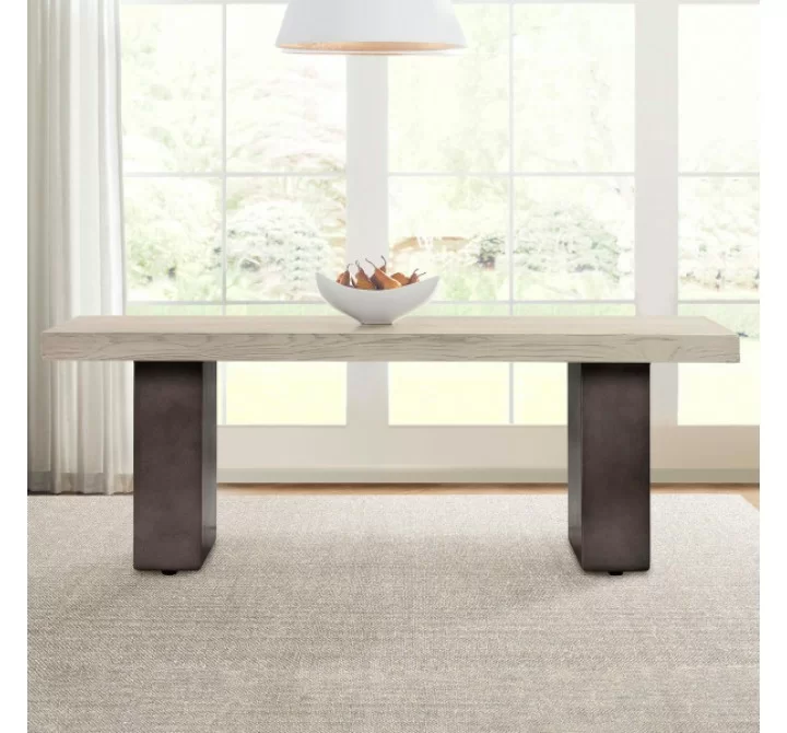 Armen Living Abbey Concrete And Grey Oak Wood Dining Table