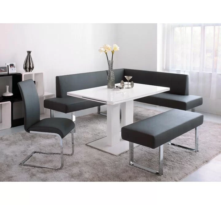 Armen Living Amanda Black Corner Sofa - Lifestyle