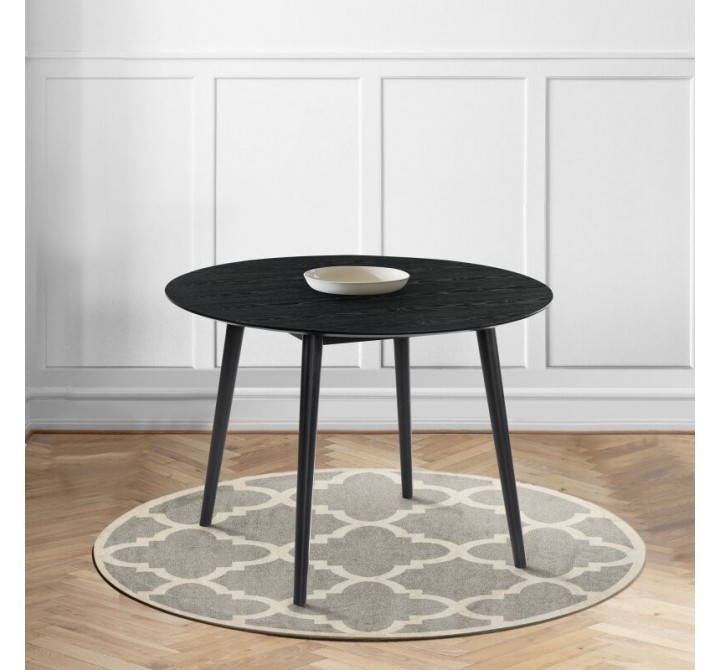 Armen Living Arcadia Round Dining Table In Black Wood