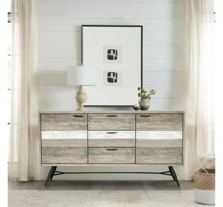 Armen Living Bridges Sideboard Buffet Cabinet in Two Tone Acacia Wood