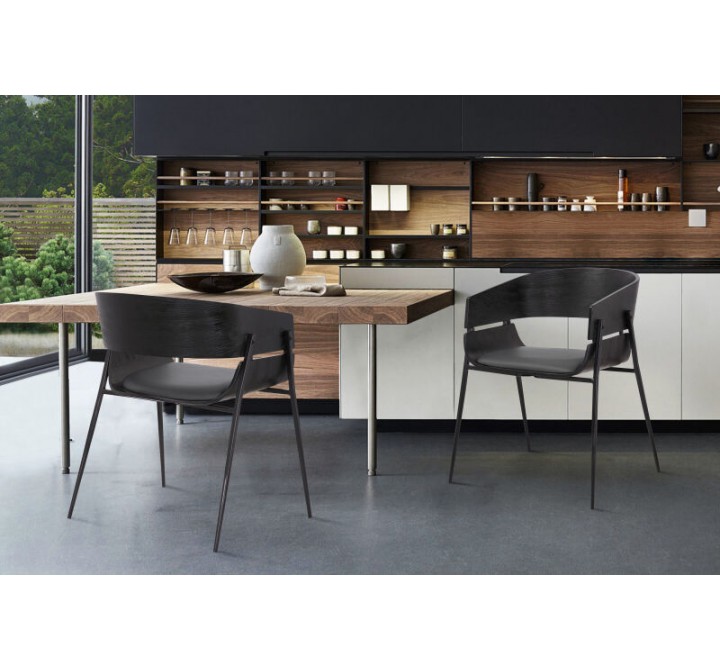 Bronte Wood and Metal Contemporary Dining Room Chairs Set of 2