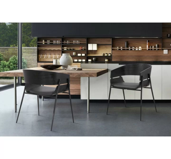 Bronte Wood and Metal Contemporary Dining Room Chairs Set of 2