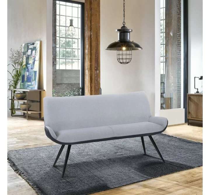 Armen Living Coronado Contemporary Bench in Brushed Gray Powder Coated Finish and Gray Fabric - Lifestyle