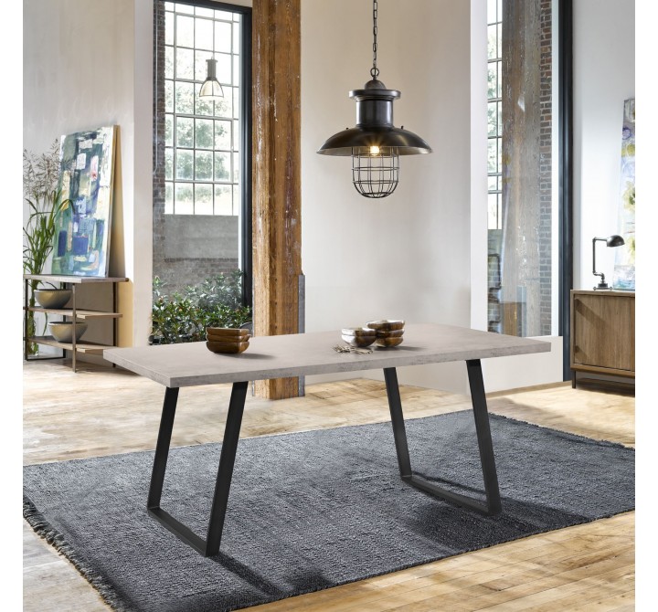 Armen Living Coronado Contemporary Dining Table in Grey Powder Coated Finish with Cement Gray Top - Lifestyle
