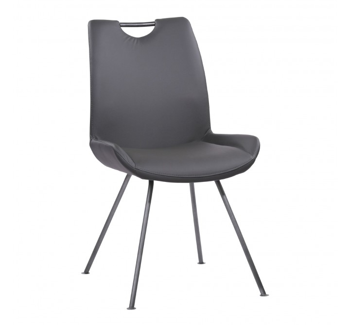 Coronado Contemporary Dining Chair in Grey Powder Coated Finish and Grey Faux Leather