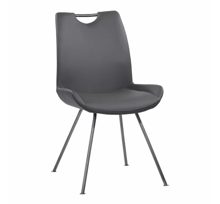 Coronado Contemporary Dining Chair in Grey Powder Coated Finish and Grey Faux Leather
