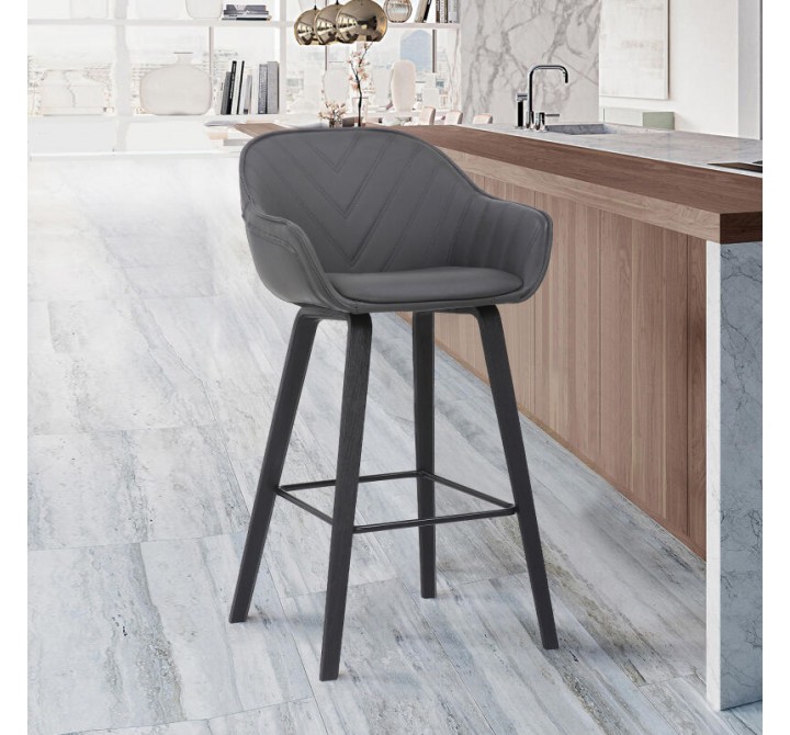 Armen Living Crimson Faux Leather And Wood Bar And Counter Height Stool In Gray