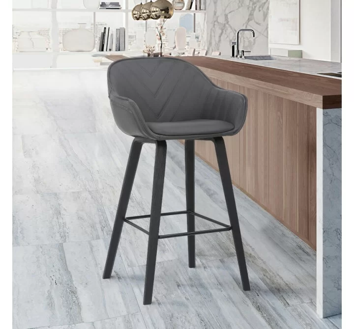 Armen Living Crimson Faux Leather And Wood Bar And Counter Height Stool In Gray