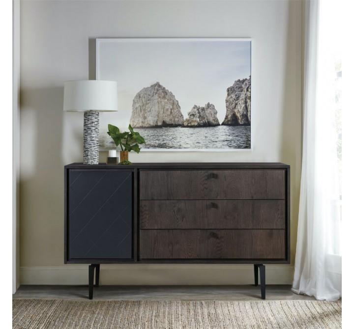 Armen Living Cross Solid Oak and Metal 3 Drawer Dresser