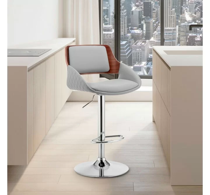 Armen Living Colby Adjustable Faux Leather And Chrome Finish Bar Stool