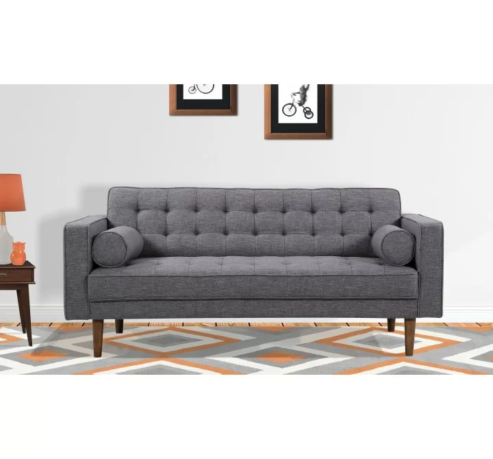 Regis Cream Loveseat With Pine Frame And Gunmetal Legs