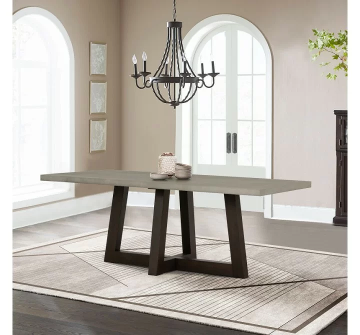 Armen Living Elodie Gray Concrete And Dark Gray Oak Rectangle Dining Table In Dark Grey 