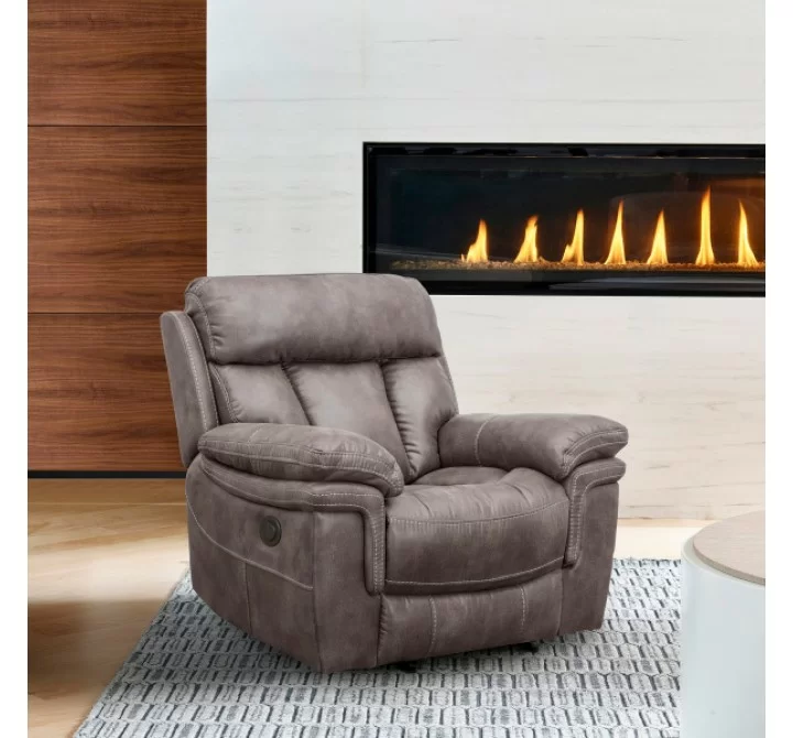 Armen Living Estelle Power Recliner Chair in Gunmetal Fabric