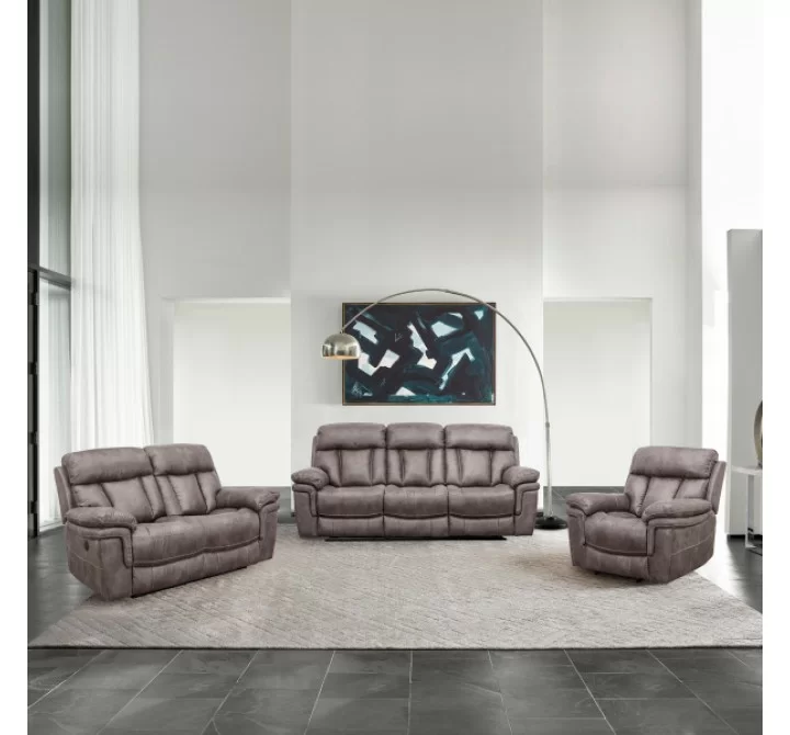 Armen Living Estelle Power Loveseat in Gunmetal Fabric 