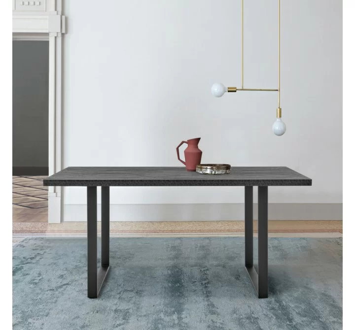 Armen Living Fenton Dining Table With Charcoal / Gray Top And Black Base
