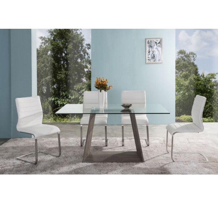 Fusion Contemporary Side Chair In White and Stainless Steel - Set of 2 01