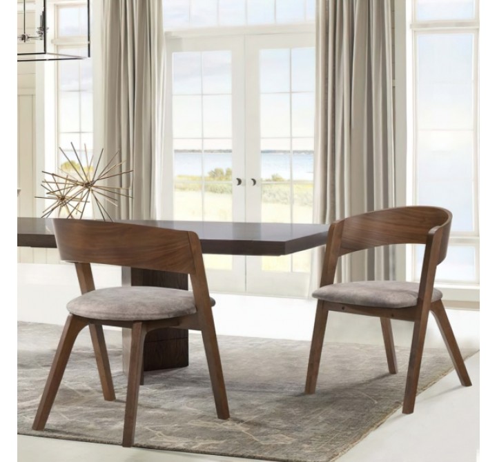 Armen Living Jackie Mid-Century Upholstered Dining Chairs In Walnut finish - Set of 2