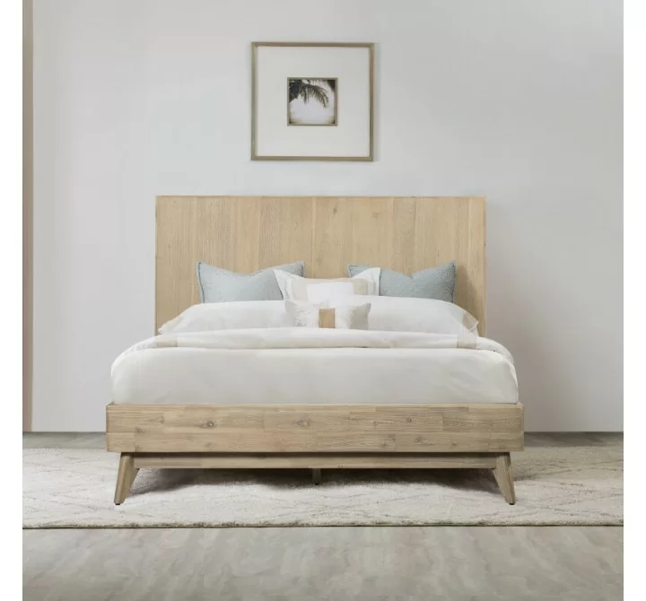 Armen Living Baly Acacia Mid-Century Gray Sandblast Platform Bed In Gray Sandblast Summer