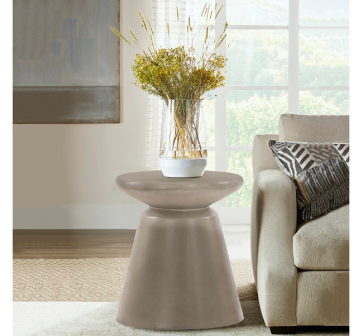 Armen Living Umbre Concrete Indoor Outdoor Accent Stool End Table Lifestyle