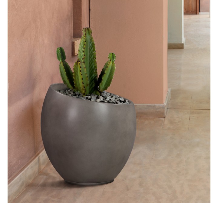 Armen Living Moonstone Large Indoor or Outdoor Planter in Grey Concrete