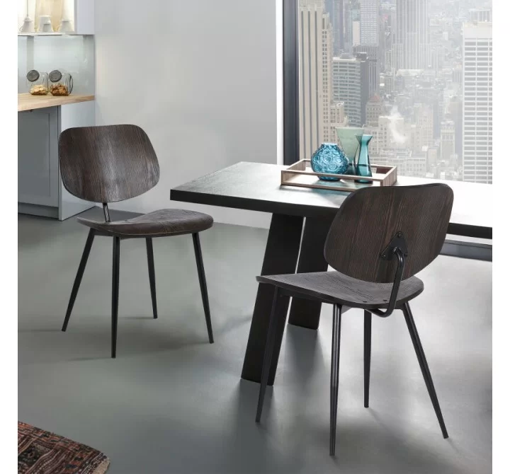 Armen Living Miki Mid-Century Walnut Wood Dining Accent Chairs (Set of 2) In Brown