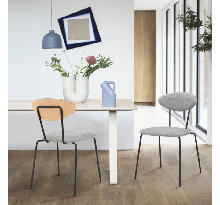 Armen Living Neo Modern Gray Fabric And Black Metal Dining Room Chairs - Set of 2