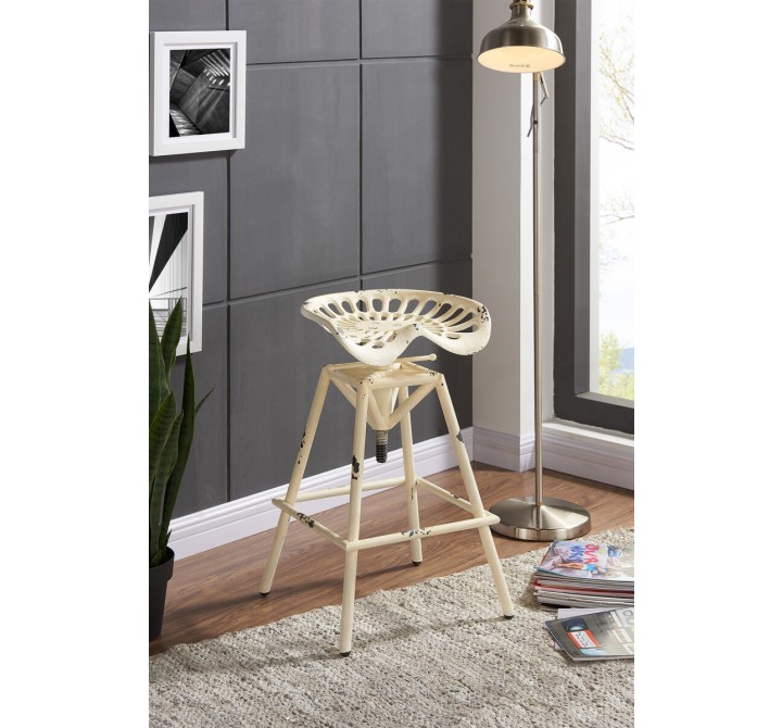 Osbourne Adjustable Industrial Metal Barstool in Antique White finish
