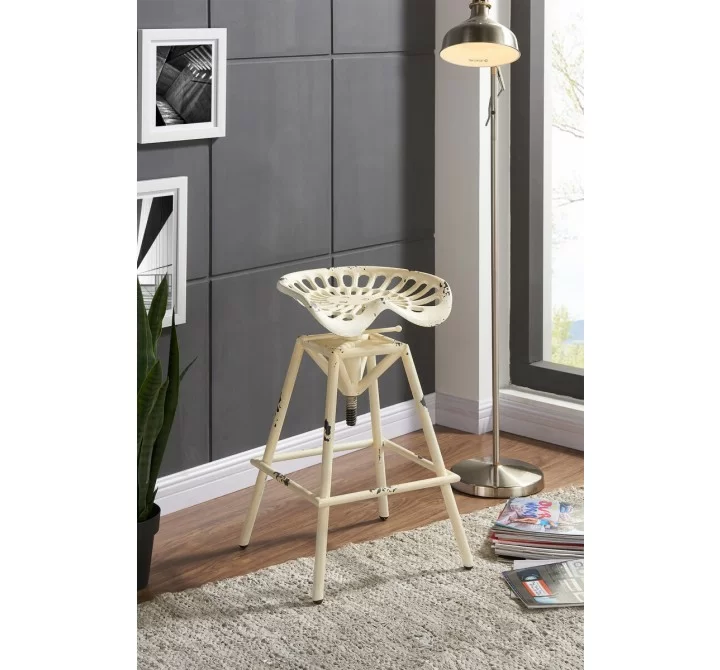Osbourne Adjustable Industrial Metal Barstool in Antique White finish