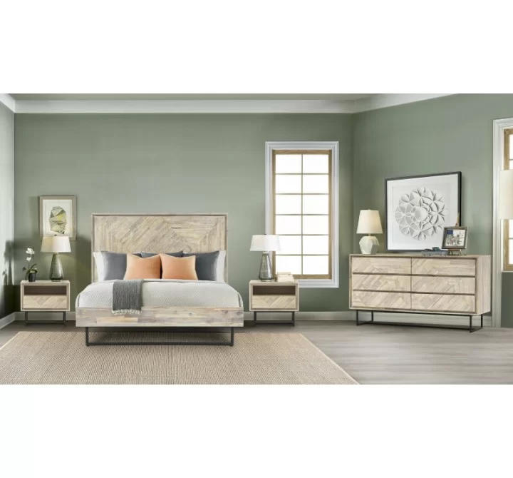 Armen Living Peridot 1 Drawer Nightstand In Natural Acacia WoodIin Gray