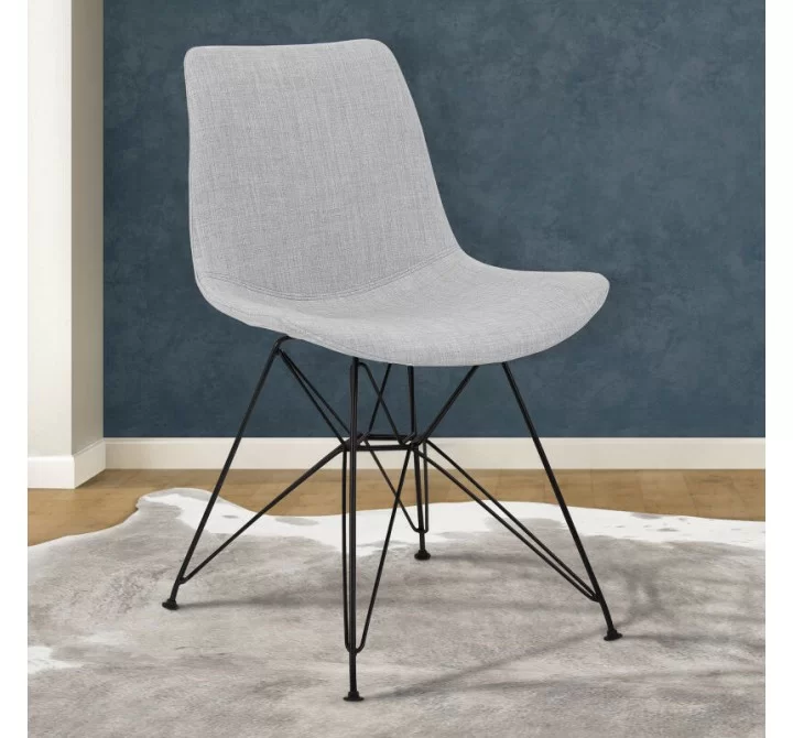 Armen Living Palmetto Contemporary Dining Chair In Gray Fabric With Black Metal Legs