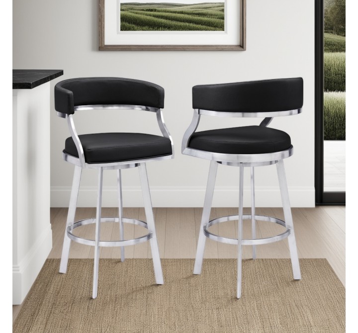 Saturn Contemporary 26" Bar Height Barstool in Black - Lifestyle