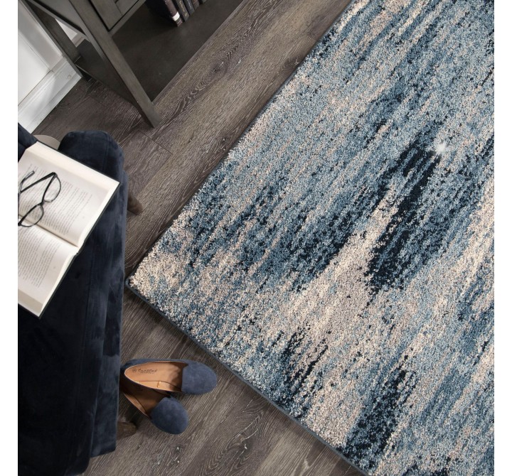 Spartan Contemporary Area Rug in Cream/Blue