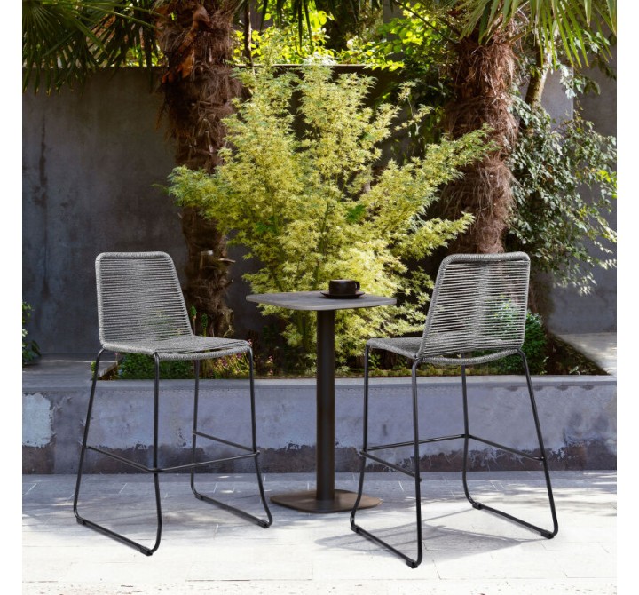 Armen Living Shasta Outdoor Metal and Grey Rope Stackable Counter Stool - Set of 2