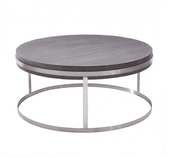 Armen Living Sunset Coffee Table in Brushed Stainless Steel finish with Grey Top - Front
